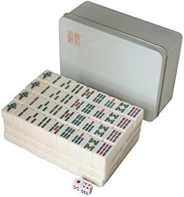 Lemonda Mini Chinese Mahjong Tiles 144PCS/Set Tin Box Packaging Portable Travel Mah-Jong Games Set White