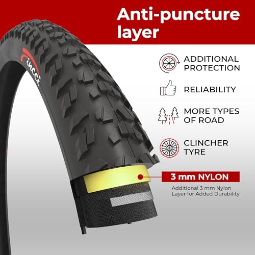 Fincci Copertone 26x1.95 Pollici 52-559 Copertoni con Protezione Anti-puntura Antiforatura da 3 mm 60TPI per MTB Mountain Bike Ibrida Bici Bicicletta con 26 x 1.95 Pneumatico