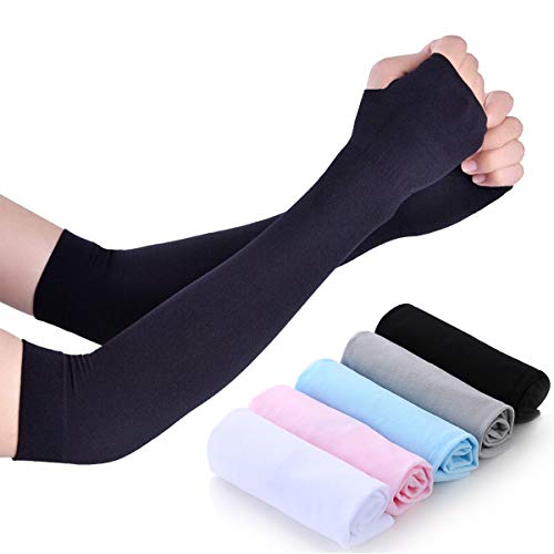 UV Protection Arm Warmer Sleeves Cover Womens Cooling Cityelf Sun Block Driving Gloves Mitten (medium, black 2) - Thumbnail 5