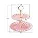 YoungQI 2-Tier Ceramics Cupcake Stand Display/Cake Display Stand/Dessert Stand/Food Display Stand, Party Pastry Serving Platter (Pink)