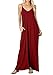 UniDear Womens Spaghetti Straps Plain Swing Loose Beach Cami Maxi Dress with Side Pockets