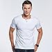 LTIFONE Mens Casual Slim Fit Short Sleeve T-Shirt Single Button Placket Plain Henley v Neck Shirt