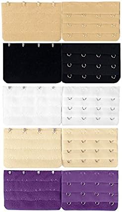 CAIKO 10 Pieces Bra Extender 4 Hooks 3 Rows Bra Back Strap Extender (style3)
