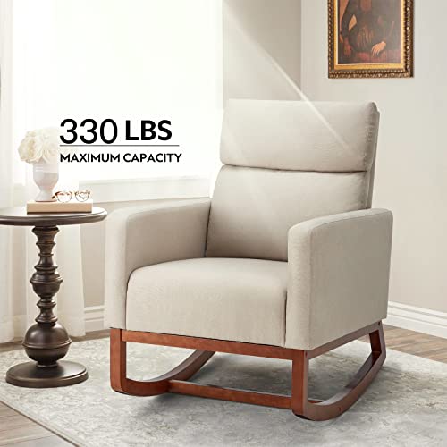 Avawing Living Room Rocking Chair, Comfortable Fabric Rocker Padded