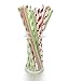 Merry Christmas Straws (25 pack) - Holiday Favors, Cake Pop Sticks, Christmas Decoration, Candy Cane Red Stripe & Christmas Tree Green Straws