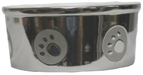 Paw Print Titanium Dog Dish Size: Large (3.25" H x 7.25" W x 7.25" D)