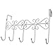 Rbenxia Over The Door 5 Hanger Rack Decorative Metal Hanger Holder for Home Office Use, White