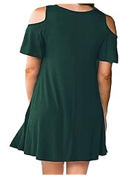 POSESHE - Vestido para mujer con hombros fríos, talla grande, casual, con bolsillos