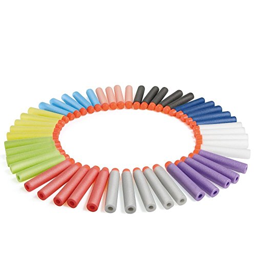 AMOSTING 200Pcs Refill Darts Foam Bullets for Nerf N-Strike Elite Blasters Gun - 10 Color
