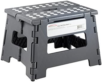 StepSafe Non Slip Folding Step Stool For Kids and Adults with Handle- 9" in Height, Holds up to 300 Lb! (grey)