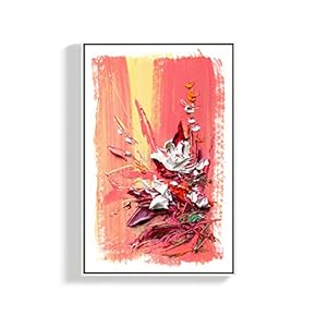 Framed Canvas Home Artwork Decoration Oil Flowers Canvas Wall Art for Living Room, Bedroom - 16x24 inches