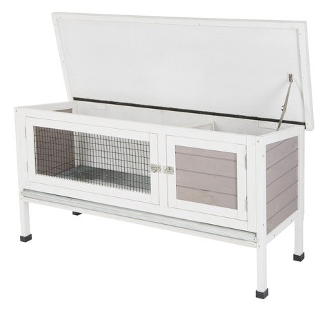 Kerbl Pet Nagerhaus Freddy, Kleintierstall, Nagerstall, grau, weiÃ, 116x45x62cm, Holz, Hasen, Kaninchen, Meerschweinchen, herausziehbare Wanne – Bild 3