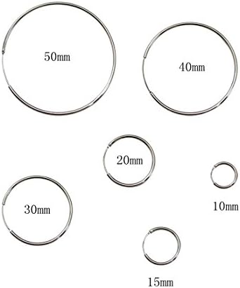 DOMILINA Minimalist 925 Sterling Silver Polished Circle Endless Earrings Hoops Diameter 10,15,20,30,40,50,mm