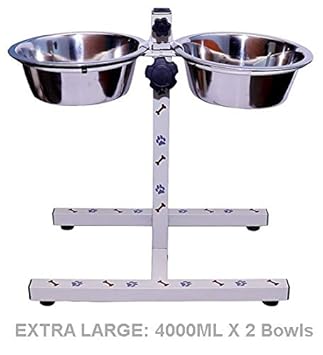 Reliable cart Dog Feeding Bowl with Stand, Double Diner Dish Set-Pets (Extra Large)