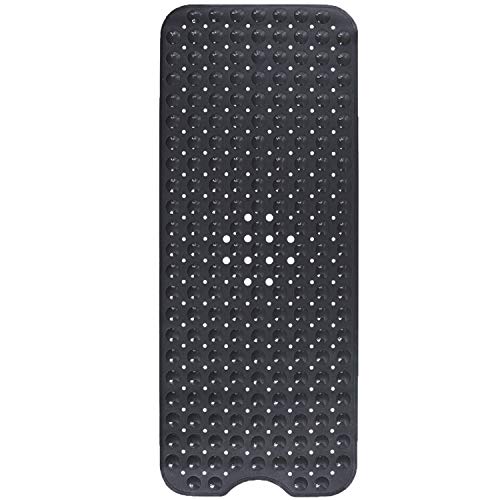 Yimobra Original Bath Tub Shower Mat Extra Long 16 x 40 Inches, Non-Slip with Drain Holes, Suction Cups, Machine Washable, Phthalate Free, Latex Free, BPA Free, Bathroom Mats, Black