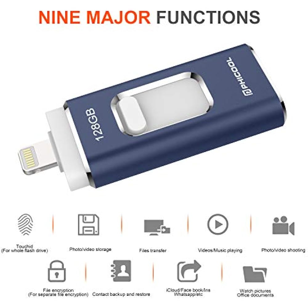 Photo Stick USB Flash Drive For IPhone Memory 128GB, Phicool 3.0 Backup IOS OTG eBay