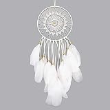 Dremisland Dream catcher handmade traditional white feather dream catcher wall hanging car hanging decoration ornament gift (WHITE)