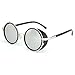 Lnabni Vintage Hippie Cyber Steampunk Round Circle Retro Metal Sunglasses with Sunglasses Case (silver)