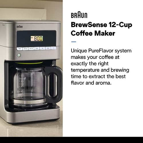 Braun BrewSense 12Cup Drip Coffee Maker, Stainless Steel PureFlavor