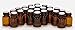 24, Amber, 2 ml (5/8 Dram) Glass Bottles, with Orifice Reducers and Black Caps