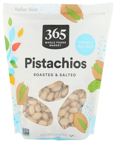 365 BY WHOLE FOODS MARKET, ROASTED & SALTED PISTACHIOS, 24 OUNCE