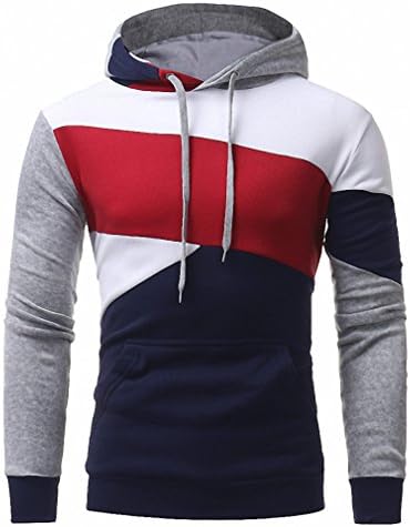 Autumn Winter Hooded Sweatshirt Men's Fashion Patchwork Hoodie Men's Cotton Casual Men's Hooded Men's Slim Hooded Sweatshir Navy XXXL