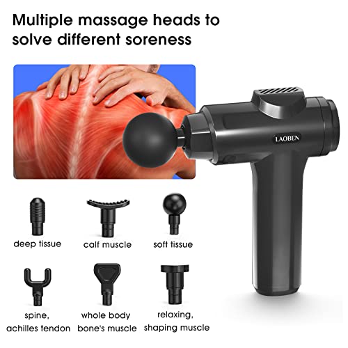 LAOBEN Massage Gun, Portable Muscle Massage Gun Deep Tissue for Family, LCD Touch Screen and 20 Speeds, Handheld Body Massager for Pain Relief and Muscle Care, Dad Gifts and Mom Gifts