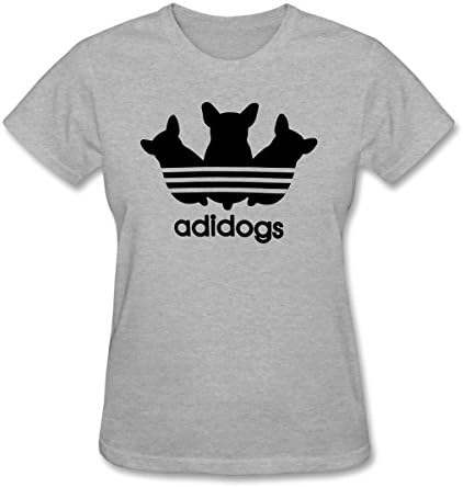 Hillet Women's Adidogs Cotton Graphic T-Shirt Size S Gray