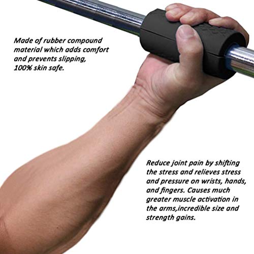 IADU Dumbbell Grips A Pair Thick Barbell Bar Adapters Fat 1" Inside Extreme Arm Blaster Weightlifting Muscle Growth Rapidly Strengthen Forearms Ergonomic Design & Durable Soft. (Black) - Thumbnail 4