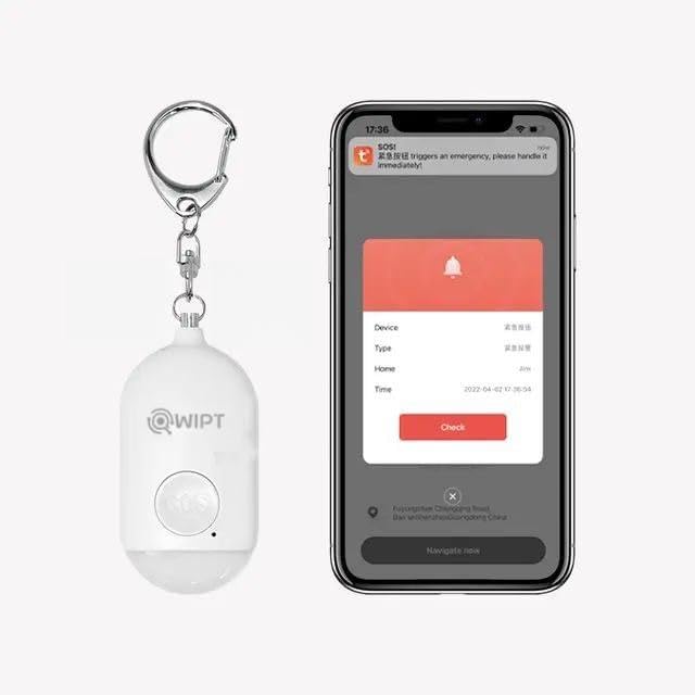 Qwipt SMART Emergency Personal Panic Safety Alarm-Smart Bluetooth app enabled - loud siren and strobing -bright flashlight torch - notifications to multiple contacts-track alarm device position