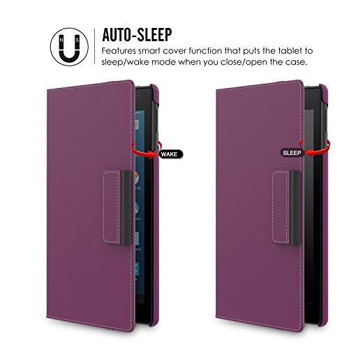 MoKo Case for All-New Fire HD 8 2018/2017/2016-360 Degree Rotating Cover with Auto Wake/Sleep for Amazon Fire HD 8 (8th & 7th & 6th Gen, 2018/2017/2016 Release) 8" Tablet, Purple - Thumbnail 7