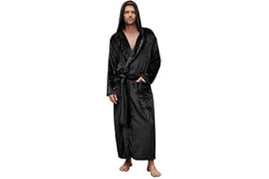 U2SKIIN Mens Hooded Robe, Full Length Plush Robe for Men Big and Tall Fleece Bathrobe