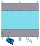 CHILL GORILLA OUTDOOR BEACH & PICNIC BLANKET. Huge 9' x 10'. Fits 7 adults. Ideal for Travel, Hiking, Festivals. Soft Fast Drying Ripstop Nylon. 6 Weightable Pockets, + 4 Anchor Loops & Stakes