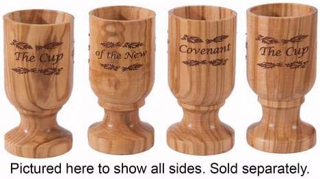Holy Land Gifts Communion-Wine Cup of The New Covenant-Olivewood (1 Cup) (#44150)