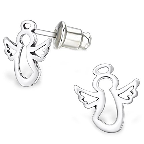 Pro Jewelry .925 Sterling Silver Children's "Angel" Stud Earrings with Bullet Clutch Earring Backs