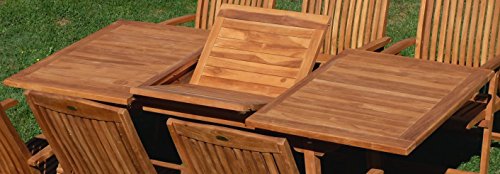 ASS Teak XXL Ausziehtisch 150/210x90 cm Holztisch Gartentisch Garten Tisch 150/210 Länge 90cm Breite Holz Modell: JAV-SABA – Bild 3