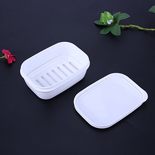 RedSonics(TM) Portable Soap Dish Double Draining Soap Holder with Lid Seal Elegant Leak-proof Soap Dish Case Plastic Bathroom Products