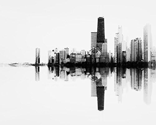 "Soundwave in Black and White" Abstract Photograph of the Chicago Skyline Unframed Lustre Print