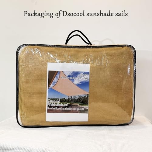 Dsocool Triangle Sun Shade Sails Outdoor Large - Sun Protection Sunshades UV Block Shade Canopy, Heavy Duty Permeable 185GSM Patio Shades for Backyard, Deck and Lawn, Beige (3.5×3.5×3.5M)