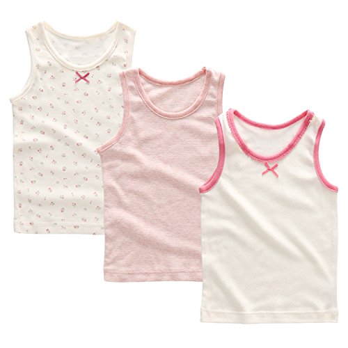 Coodebear Baby Girls' Infant Toddlers 100% Cotton Tank Undershirt Tees 3 Packs Pink Size 12-18M