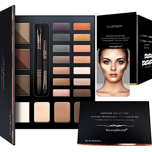 Youngfocus Eye Makeup Contour Kit Palette Set, 6 Waterproof Eyebrow
