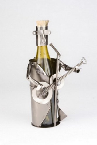 Rock Star Guitar Musician Metal Wine Caddy Bottle Holder