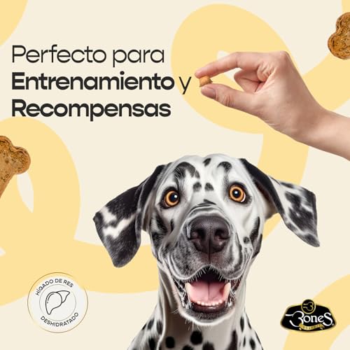 BONES GOURMET Premios para Perros y Gatos | Mini Snacks de Hígado de Res Deshidratado 120g | Snack Natural Sin Trigo | para Entrenamiento | Cachorros y Razas Pequeñas | Cat & Dog Treats
