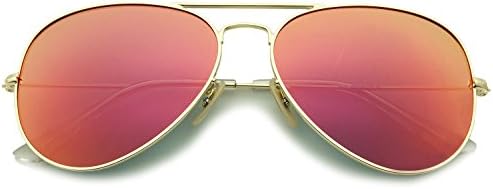 YuFalling Polarized Aviator Sunglasses for Men and Women (gold frame/purple orange-red lens, 58)