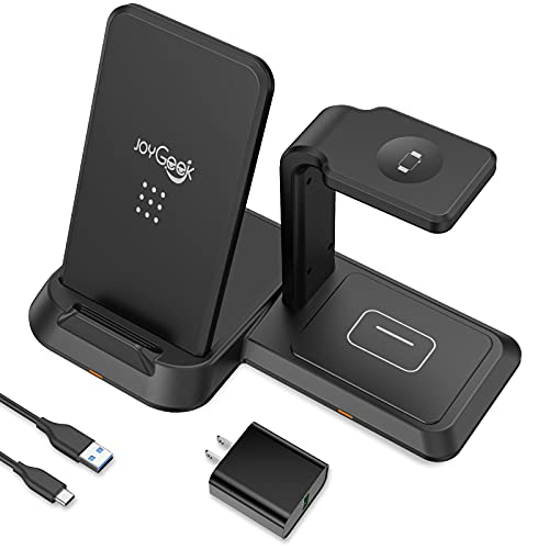 JoyGeek Wireless Charging Station, 3 in 1 Wireless Charger for Apple