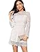 Milumia Women's Elegant Long Sleeve High Waist Floral Lace Overlay A-Line Short Dress White Large