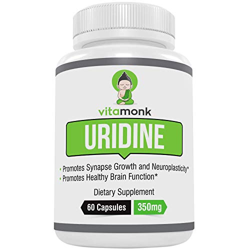 Uridine Monophosphate - NO Artificial Fillers by VitaMonk - Greatly Enhances Choline - Top Rated Supplement to Support Focus and Mental Clarity - 60 capsules - Best To Stack with Alpha GPC Supplements