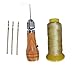 Swift Quick Hand Sewing Awl Leather Canvas Repair Saddles Coat Seat Stitcher Kit 4 Needles 180 Yards Thread DIY Craft Leathercraft (Beige)