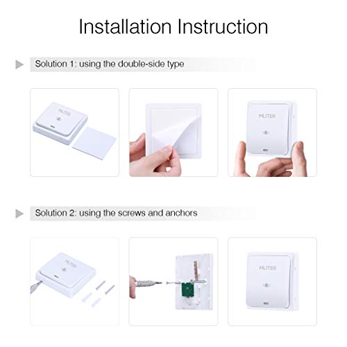 【Sin Batería】Timbre Inalámbrico MLITER, Timbre de Puerta Impermeable IP55, 2 Receptor 1 Transmisor, 500 Pie de Alcance, 58 Melodías y...