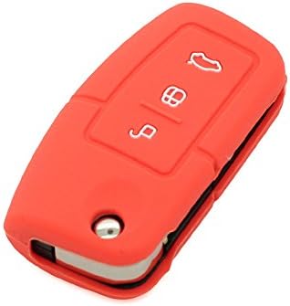 Fassport Silicone Cover Skin Jacket fit for FORD 3 Button Flip Remote Key CV3701 Orange